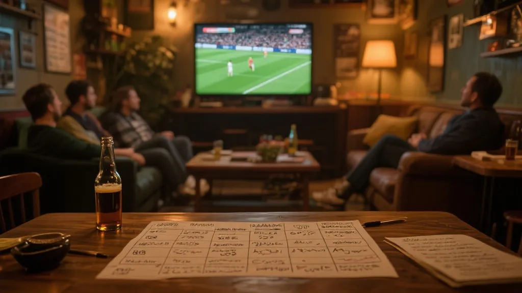 球迷在家中或酒吧观看比赛的直播画面与赛程表